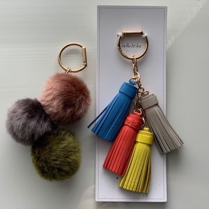 Pom and Leather Tassel Bag Charms